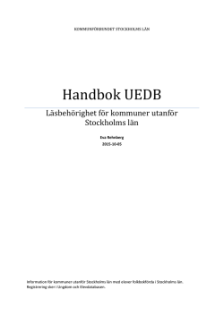 Handbok UEDB - Kommunförbundet Stockholms Län