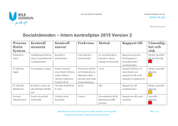Socialnämnden – Intern kontrollplan 2015 Version 2