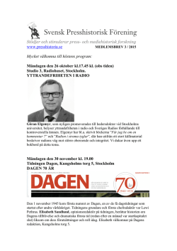 Medlemsbrev 3 2015 - Svensk Presshistorisk Förening