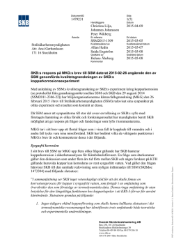 SKB:s kommentarer till sakfrågor om kopparkorrosion i MKG:s brev