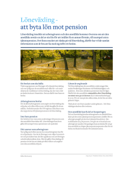 19. Faktablad - Löneväxling - att byta lön mot pension