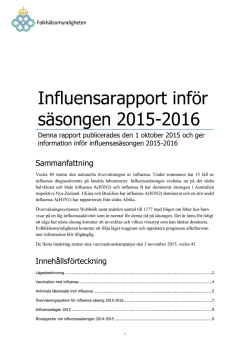 Influensarapport för vecka 39 - publicerad den 1 oktober 2015