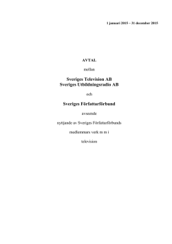 Avtal SVT/UR-SFF, 2015 - Sveriges Författarförbund