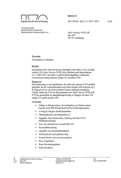 Beslut Aktiv service WTB AB (pdf, öppnas i nytt fönster)
