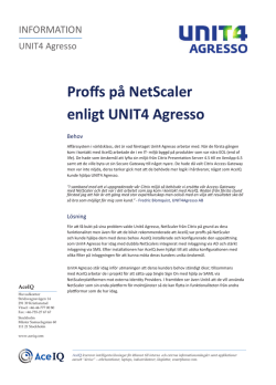 Proffs på NetScaler enligt UNIT4 Agresso