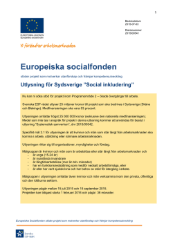 Utlysning Social inkludering. Pdf öppnas i nytt - Svenska ESF