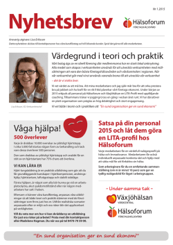 Nyhetsbrev Januari 2015 - Hälsoforum företagshälsovård i Växjö