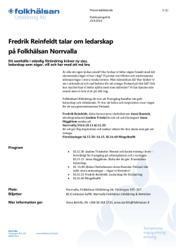 Fredrik Reinfeldt talar om ledarskap på Folkhälsan Norrvalla