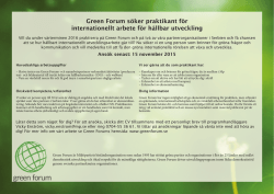 Green Forum söker praktikant för internationellt arbete för