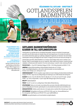 Inbjudan till Gotlandsspelen 2015