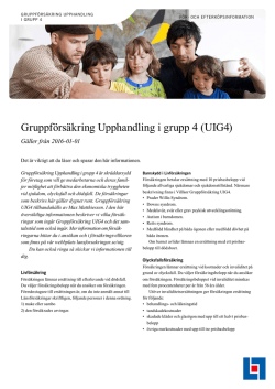 Gruppförsäkring Upphandling i grupp 4 (UIG4)