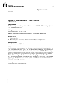 Grundskoleförvaltningen Tjänsteskrivelse