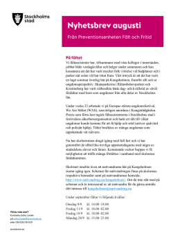 Nyhetsbrev från Kungsholmens Preventionsenhet augusti(164 kB, pdf)