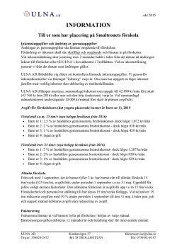 Information om barnomsorgstaxan m.m. Trollhättan