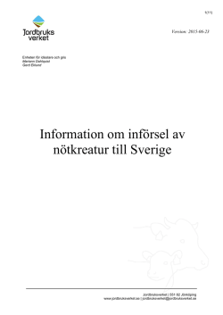 Information om införsel av nötkreatur till Sverige
