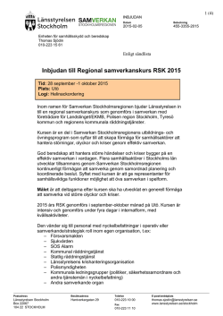 Inbjudan till Regional samverkanskurs RSK 2015