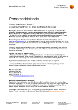 Pressmeddelande 2015-02-26 - Sparbanken Västra Mälardalen