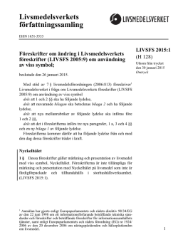 Livsmedelsverkets föreskrift LIVSFS 2015:1