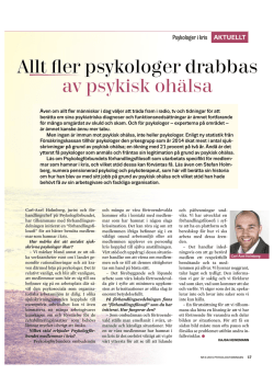 Läs Allt fler psykologer drabbas av psykisk ohälsa som Pdf.