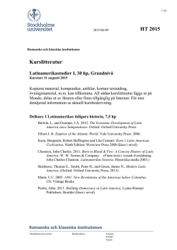 Litteraturlista HT2015 Latinamerikastudier I