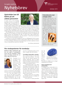 Kungälvs sjukhus nyhetsbrev, oktober 2015 (pdf, nytt fönster)