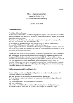Stora Högaskolans plan mot diskriminering och