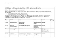Laholmsnämnden Aktivitets- och internkontrollplan