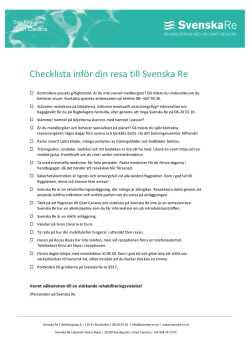 Checklista inför din resa till Svenska Re