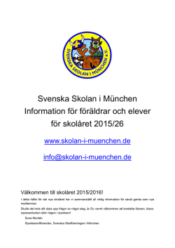 Svenska Skolan i München Information för föräldrar och elever för