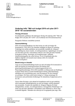 Underlag inför ”Mål och budget 2016 och plan 2017