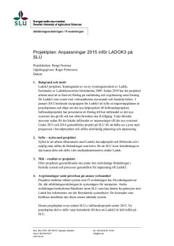 Projektplan: Anpassningar 2015 inför LADOK3 på SLU