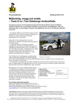 Miljövänlig, snygg och snabb – Tesla S nu i Taxi Göteborgs
