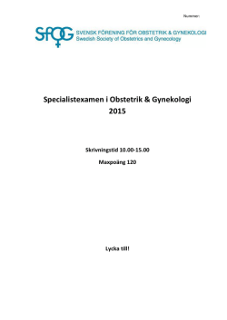 Specialistexamen i Obstetrik & Gynekologi 2015