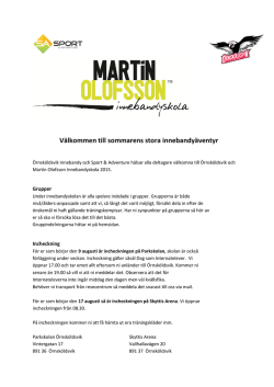 Välkommen 2015 - Martin Olofsson Innebandyskola