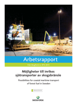 Arbetsrapport 874 - Möjligheter till inrikes sjötransporter