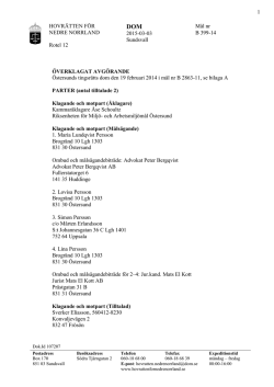 Dom 2015-03-03 i Hovrätten för Nedre Norrland, Sundsvall, Mål nr B