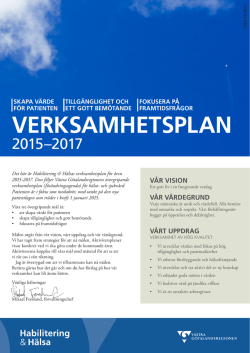 Verksamhetsplan 2015-2017 - Västra Götalandsregionen