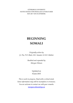 Beginning Somali (Rewritten edition of Pia, Black