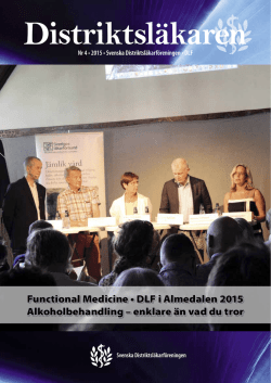 Functional Medicine • DLF i Almedalen 2015 Alkoholbehandling