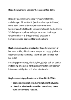 Degerby daghems verksamhetsplan 2015