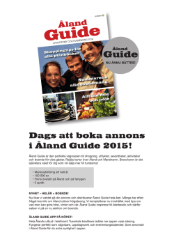 Dags att boka annons i Åland Guide 2015!