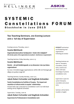 SYSTEMIC Constellations FORUM - Svenska Hellinger Institutet