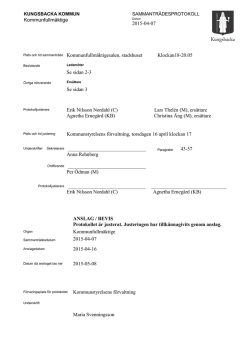 Kommunfullmäktige 2015-04-07 Plats och tid sammanträde