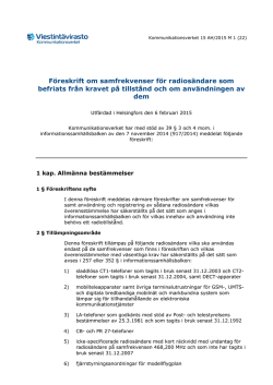 Föreskrift om samfrekvenser för radiosändare som befriats