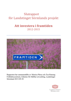 Slutrapport för Landstinget Sörmlands projekt Att investera i