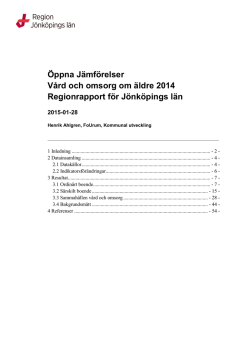 Öppna Jämförelser Vård och omsorg om äldre 2014