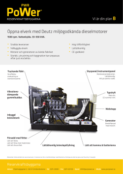 Öppna elverk med Deutz miljögodkända dieselmotorer
