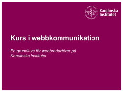 Kurs i webbkommunikation - Internwebben