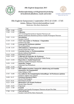 Olle Engkvist Symposium 2 september 2015, kl 13.00 – 17.05 Aulan