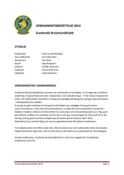 VERKSAMHETSBERÄTTELSE 2014 Sundsvalls Brukshundklubb